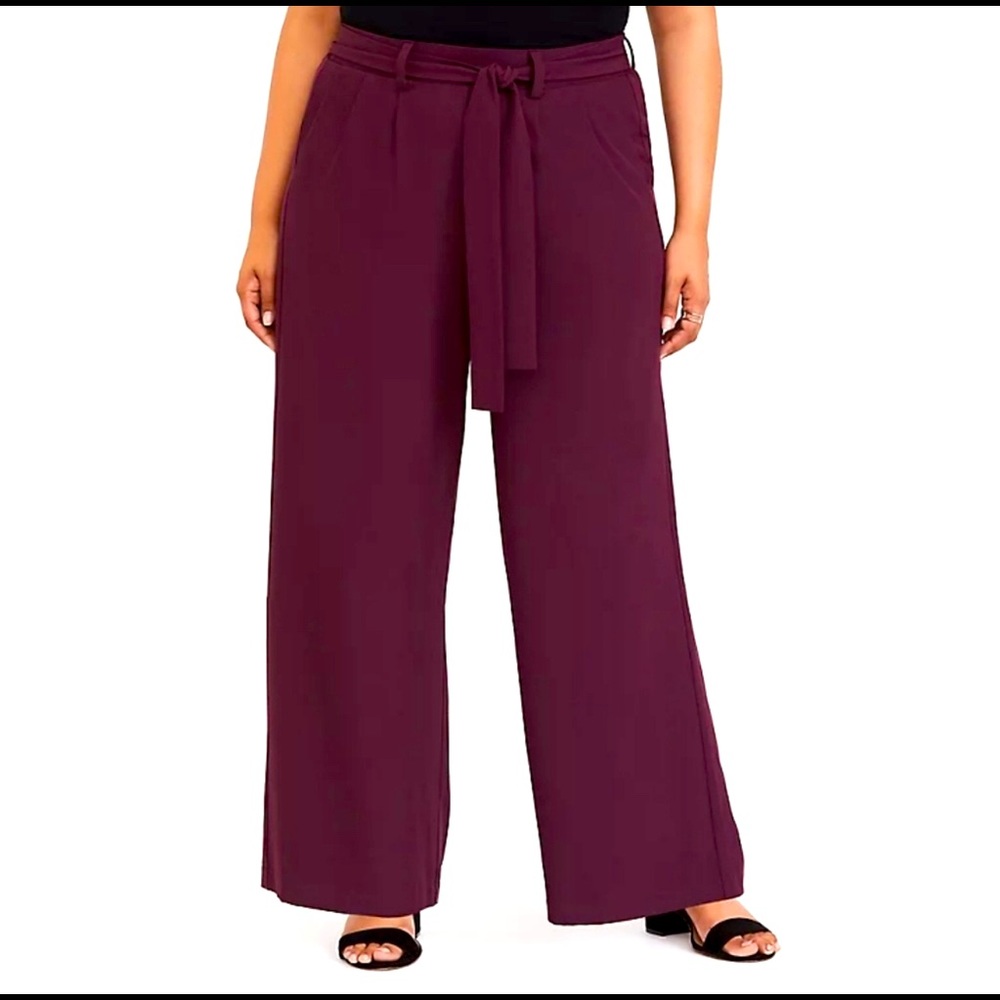 Burgundy Self Crepe pants